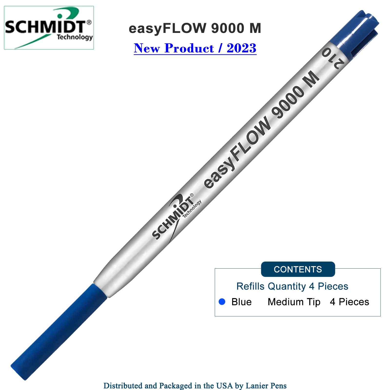 Imprinted Schmidt easyFLOW9000 Ballpoint Refill- Blue Ink, Medium Tip 1.0mm  - Pack of 4 by Lanier Pens