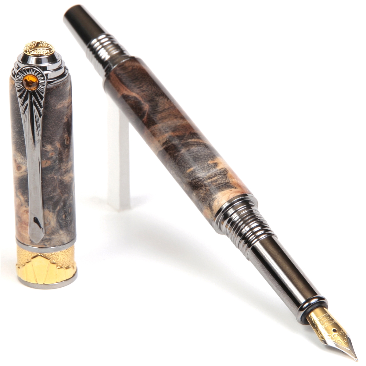 Ebony with Swarovski top Clear Crystal Fountain Pen