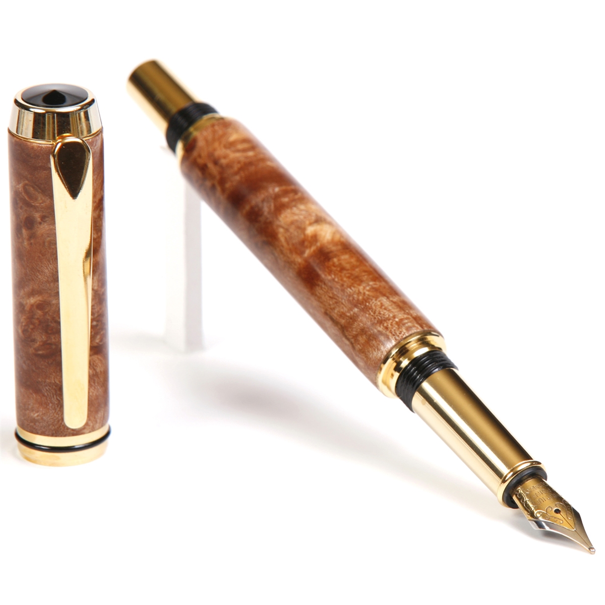 Elegant pen in Boxelder burl with offers gold