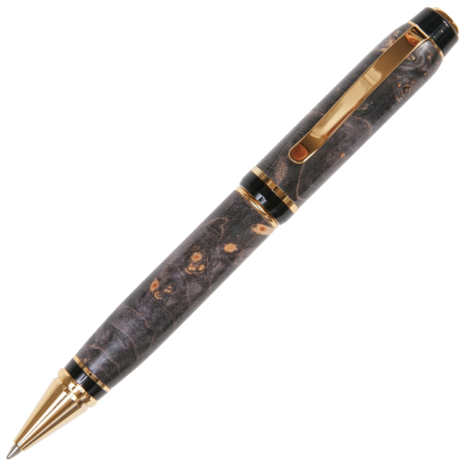 Acer Twist Ballpoint online - Black & Gray Maple Burl - Antique Silver Finish