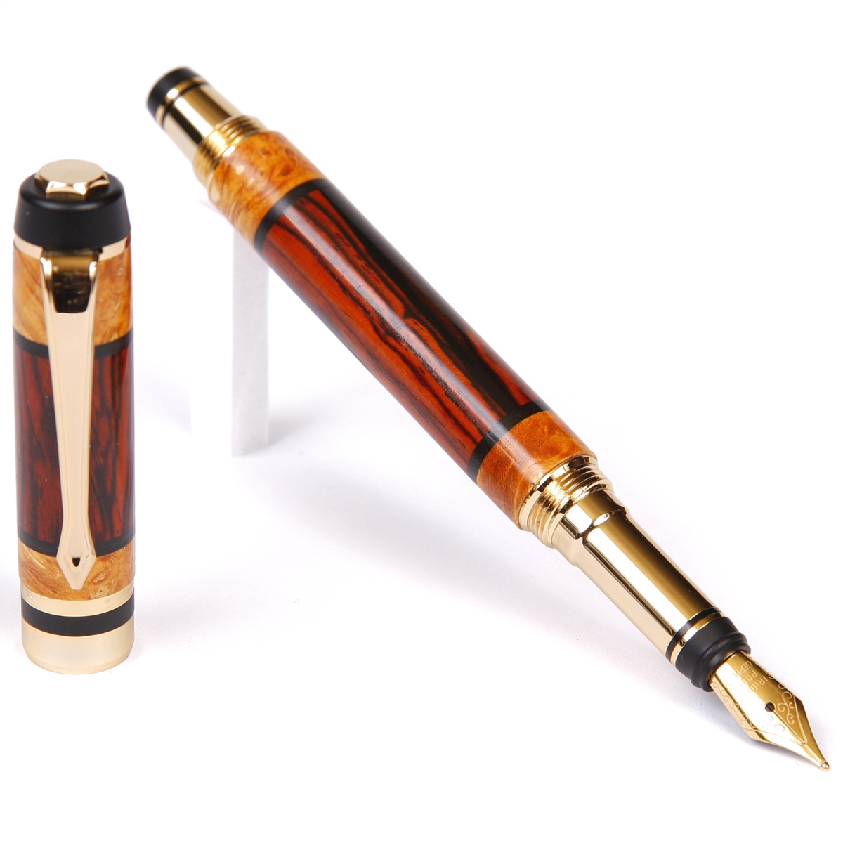 Handmade Cocobolo Wood Pen with Gun hot Metal Accents