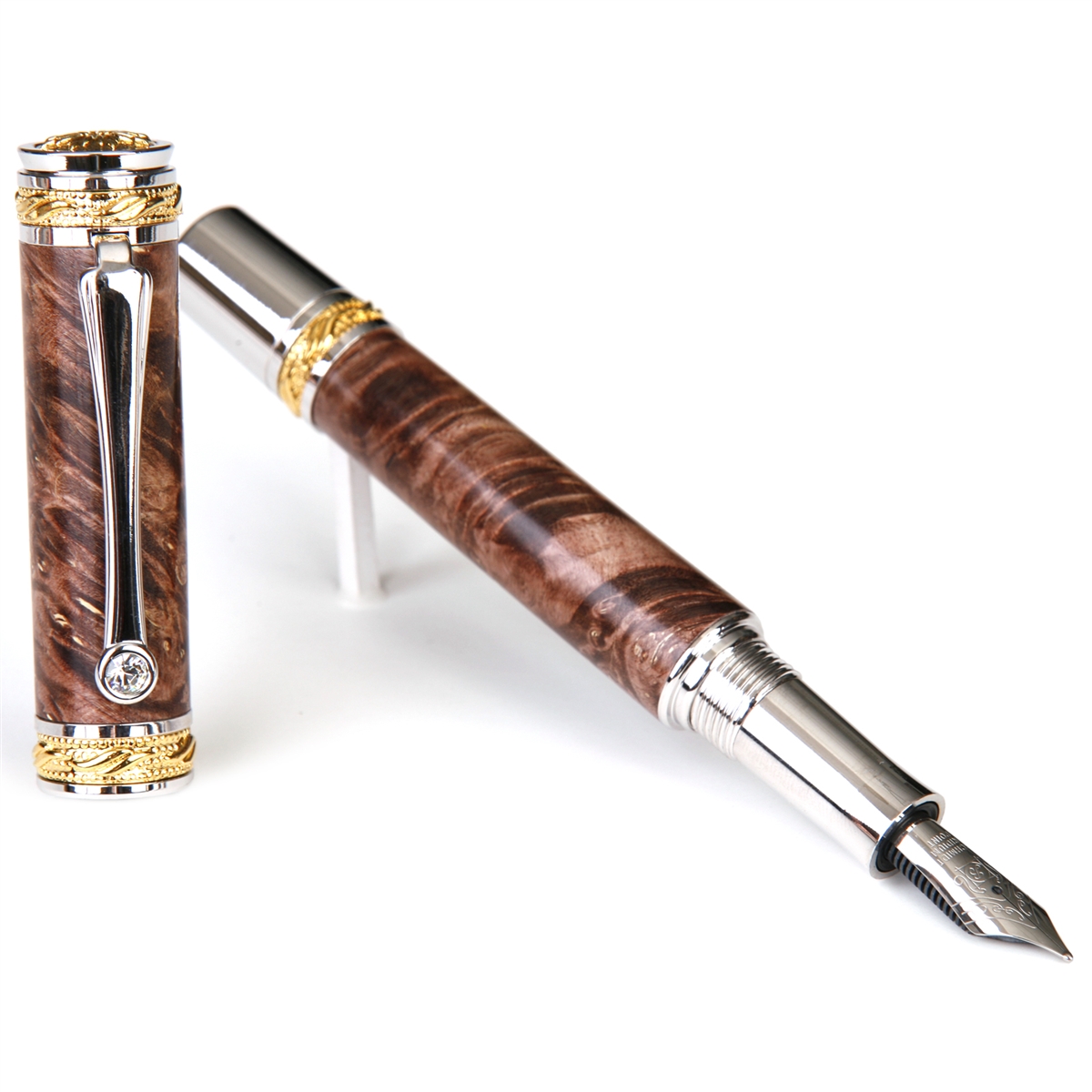 Amboyna Burl Hand-Turned Wooden Pen, 10K Gold Plated online