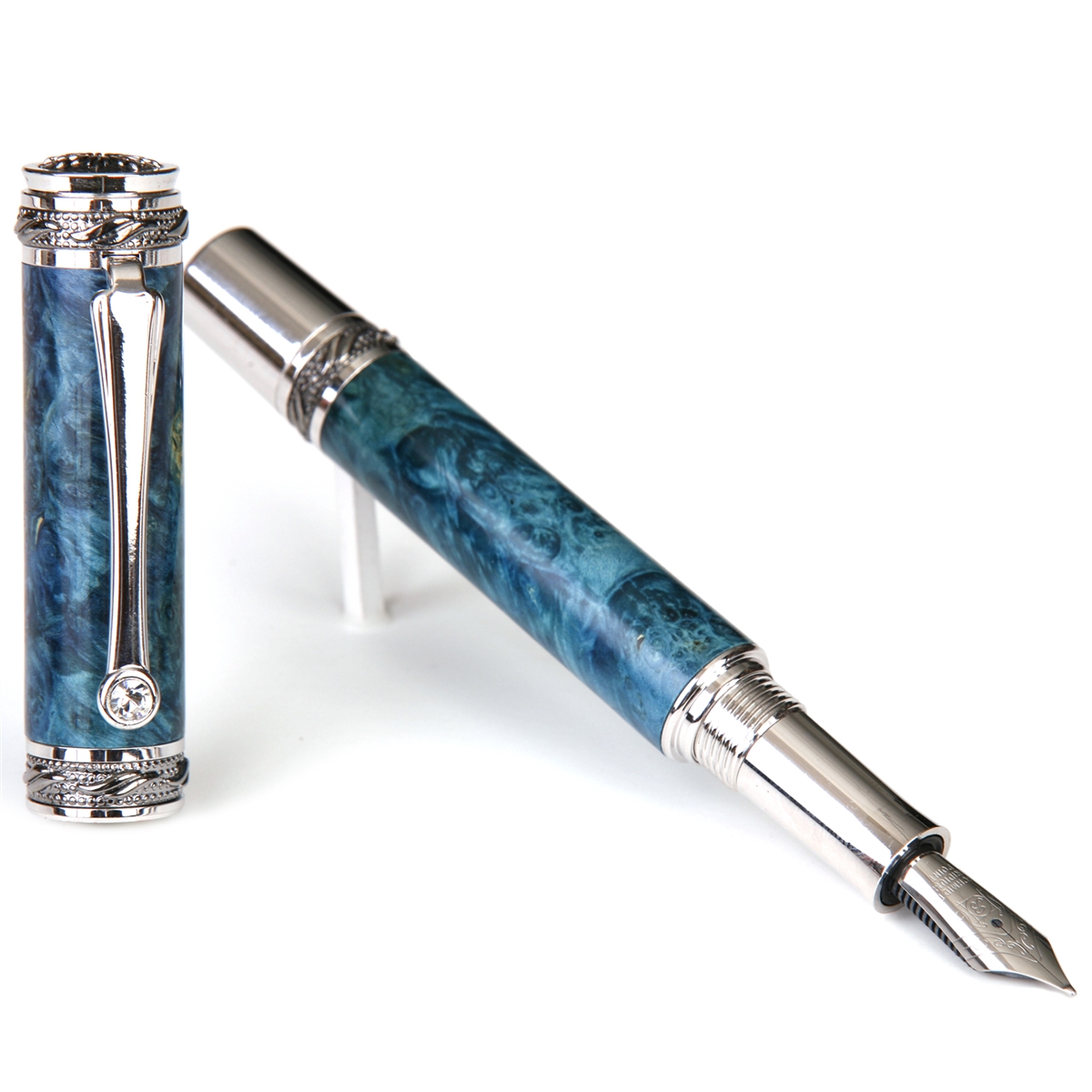 Hand Turned Maple Burl with 2024 Swarovski Clear Crystal Fountain Pen