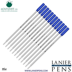 12 Pack - Monteverde Soft Roll Ballpoint C13 Paste Ink Refill Compatible with most Cross Style Ballpoint Pens - Blue (Medium Tip 0.7mm) - Lanier Pens