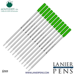 12 Pack - Monteverde Soft Roll Ballpoint C13 Paste Ink Refill Compatible with most Cross Style Ballpoint Pens - Green (Medium Tip 0.7mm) - Lanier Pens