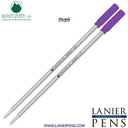 2 Pack - Monteverde Soft Roll Ballpoint C13 Paste Ink Refill Compatible with most Cross Style Ballpoint Pens - Purple (Medium Tip 0.7mm) - Lanier Pens