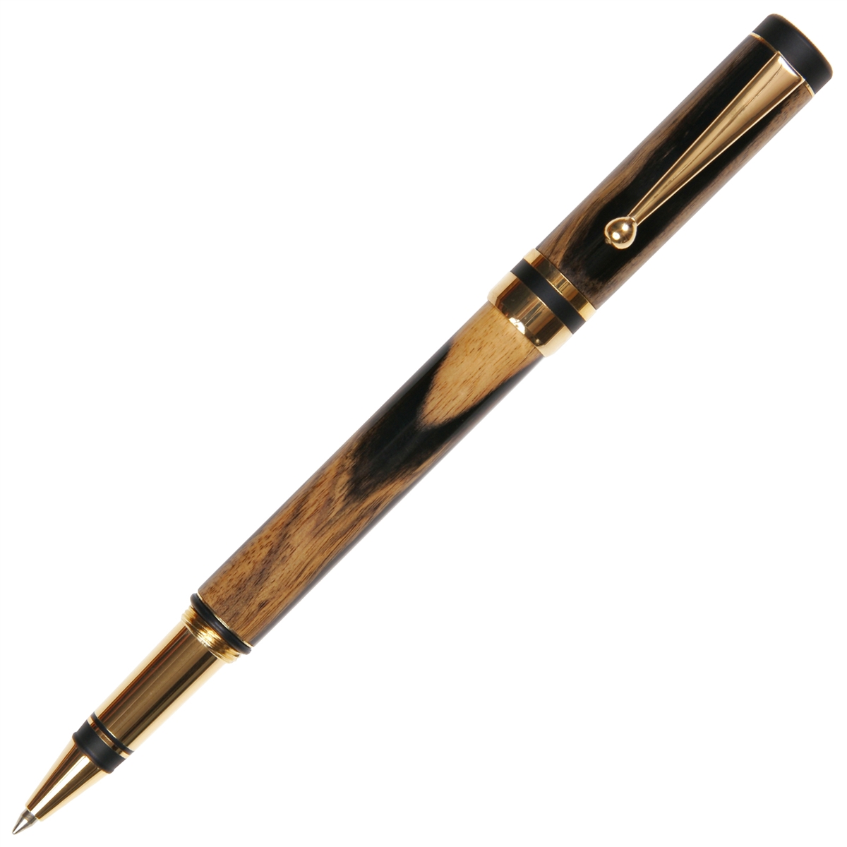 Black & White Ebony Classic Elite Rollerball Pen - Lanierpens