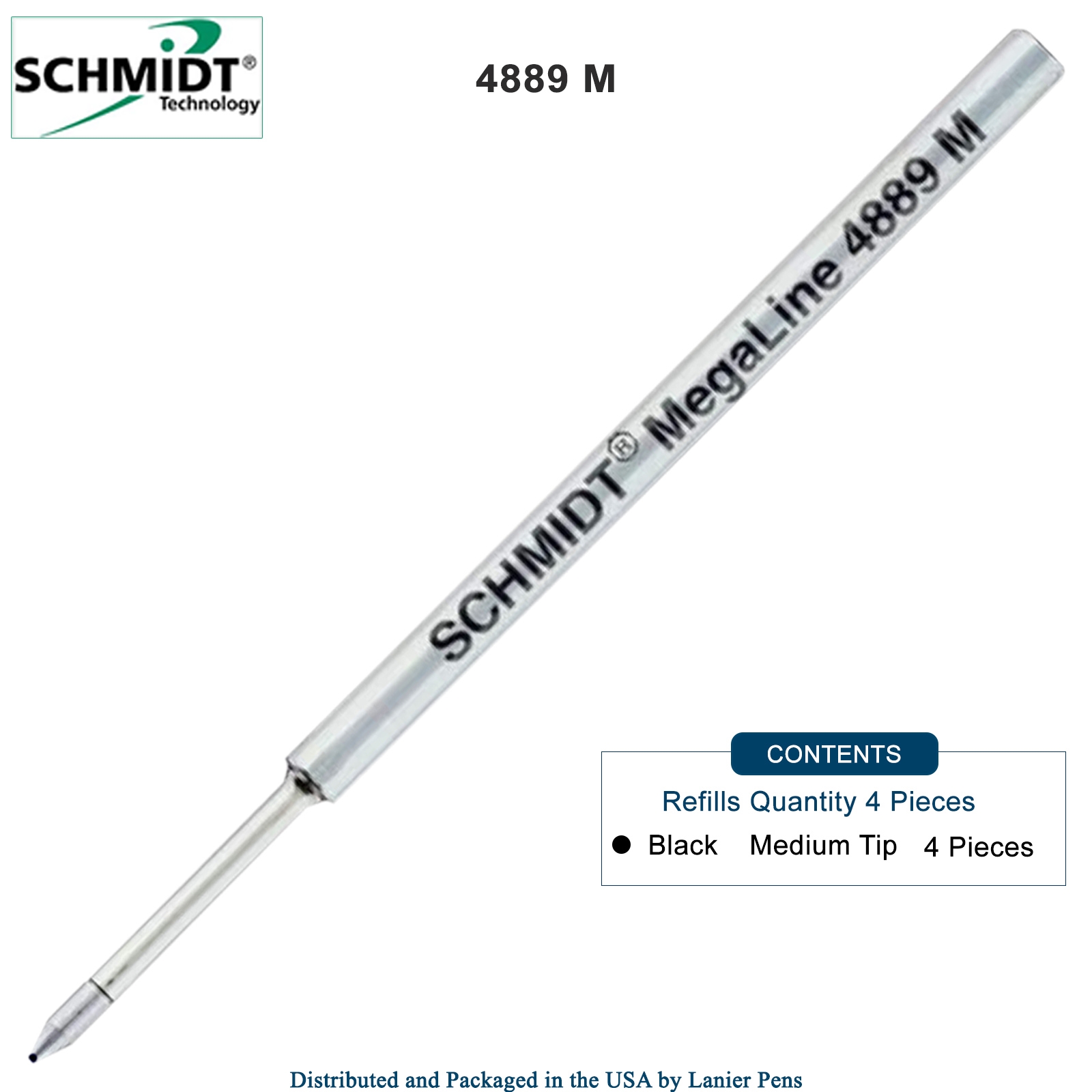 Schmidt P900 Green Medium Nib Parker Style Ballpoint Refill, Green Nib  Parker Ballpoint Refill – Lanier Pens