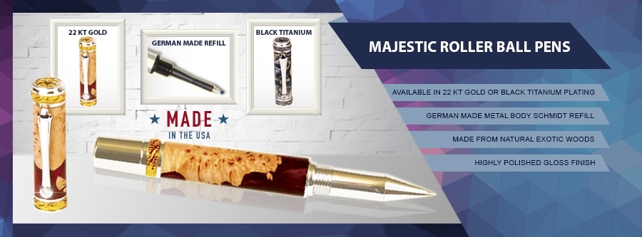 Majestic Rollerball discount Pen, 22kt Gold/Rhodium, Bubinga